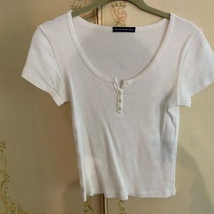 Brandy Melville creamy white button scoop shirt